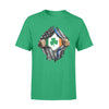 St Patrick Day Tearing Thin Blue Line Flag Irish Flag Inside Shirt -