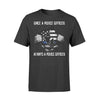 Apparel S / Black Tearing - Thin Blue Line Flag - Once A Police Officer - Always A Police Officer - Standard T-shirt