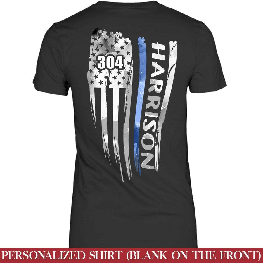 Apparel XS / Black Thin Blue Line _Distressed Flag - Thin Blue Line - Ver 2 - Back Printed - DSAPP