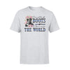 Apparel S / Grey Thin Blue Line - Give A Girl The Right Boots - Standard T-shirt