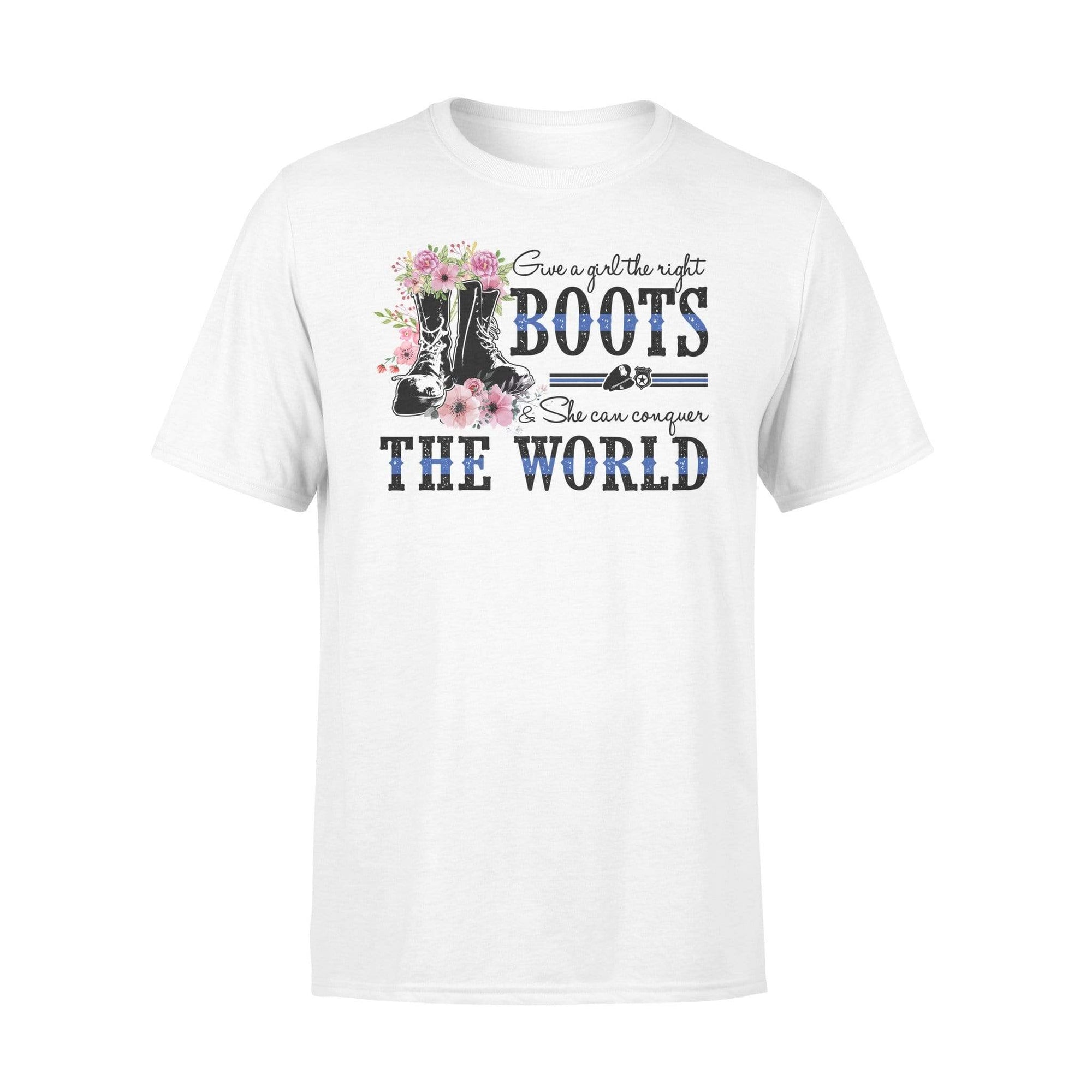 Apparel S / White Thin Blue Line - Give A Girl The Right Boots - Standard T-shirt
