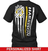 Apparel XS / Black Thin Gold Line Distressed Flag - Back Printed - Personalized Shirt - DSAPP