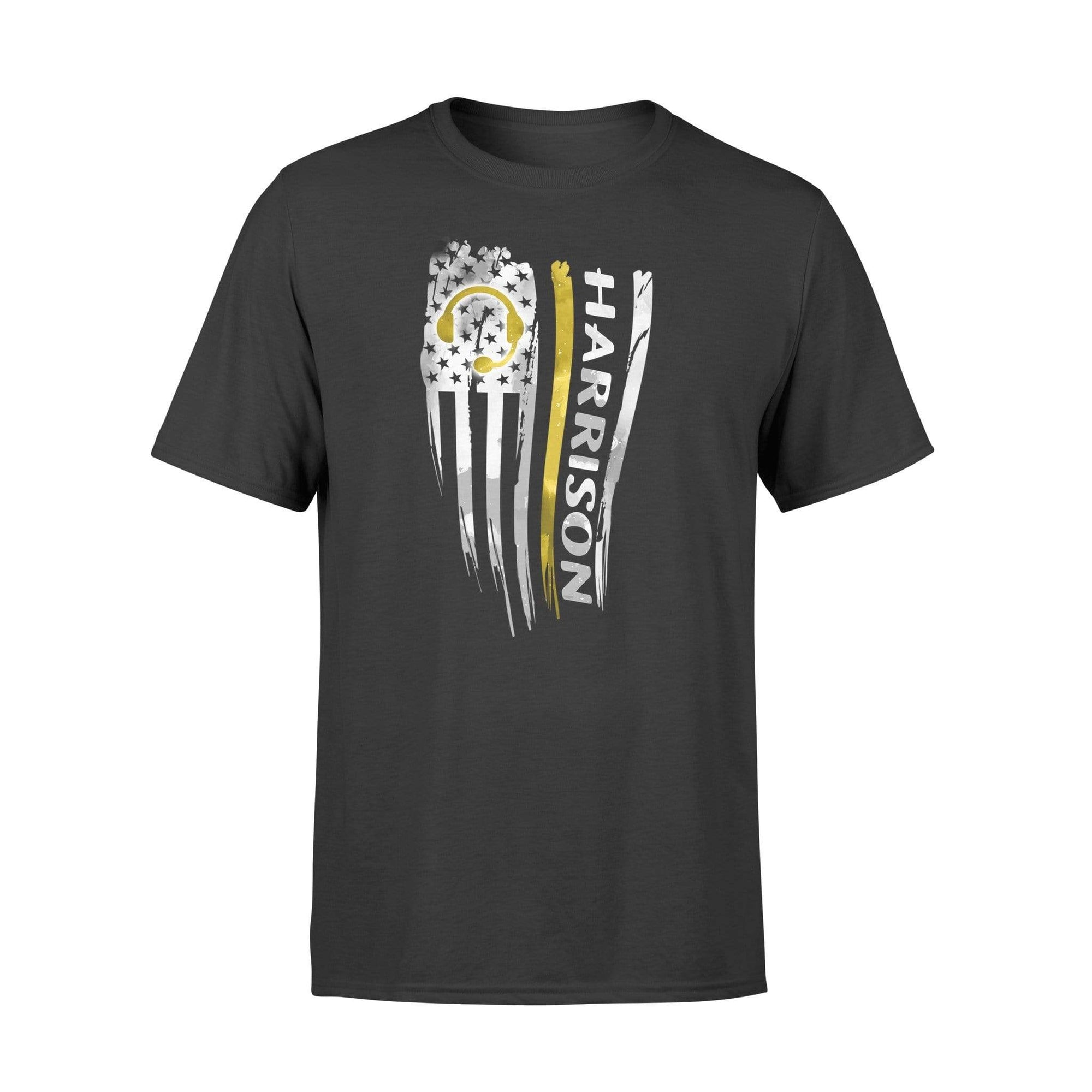 Apparel S / Black Thin Gold Line Distressed Flag - Personalized Shirt - DSAPP