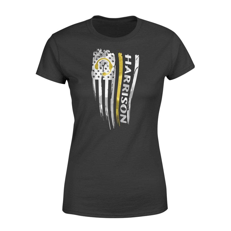Apparel XS / Black Thin Gold Line Distressed Flag - Personalized Shirt - DSAPP