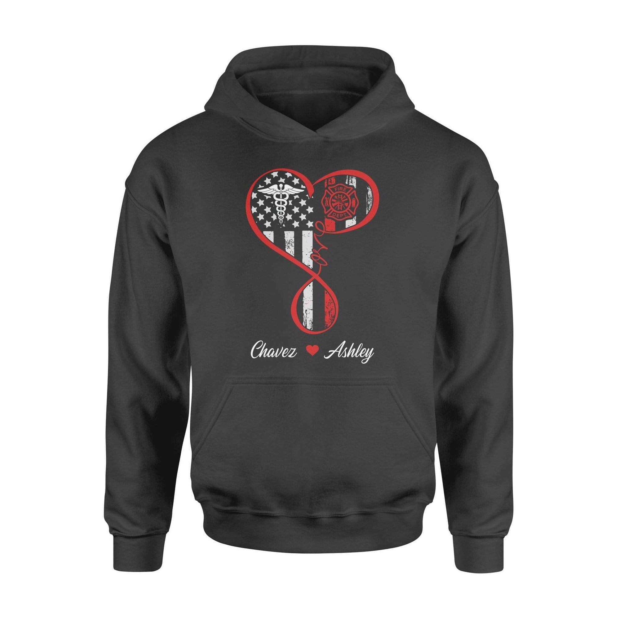 TRL - Flag Infinity Firefighter And Nurse Couple Personalized Shirt - Standard Hoodie