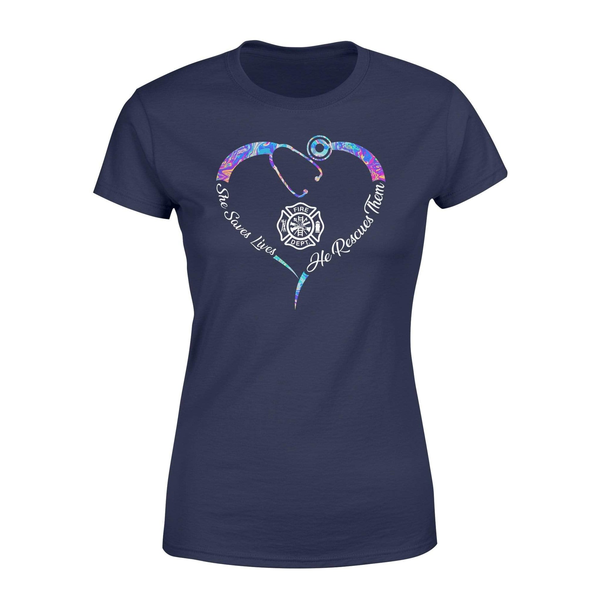 Apparel XS / Navy TRL - Nurse - Rainbow Swirl Lives Shirt - Standard Women's T-shirt - DSAPP