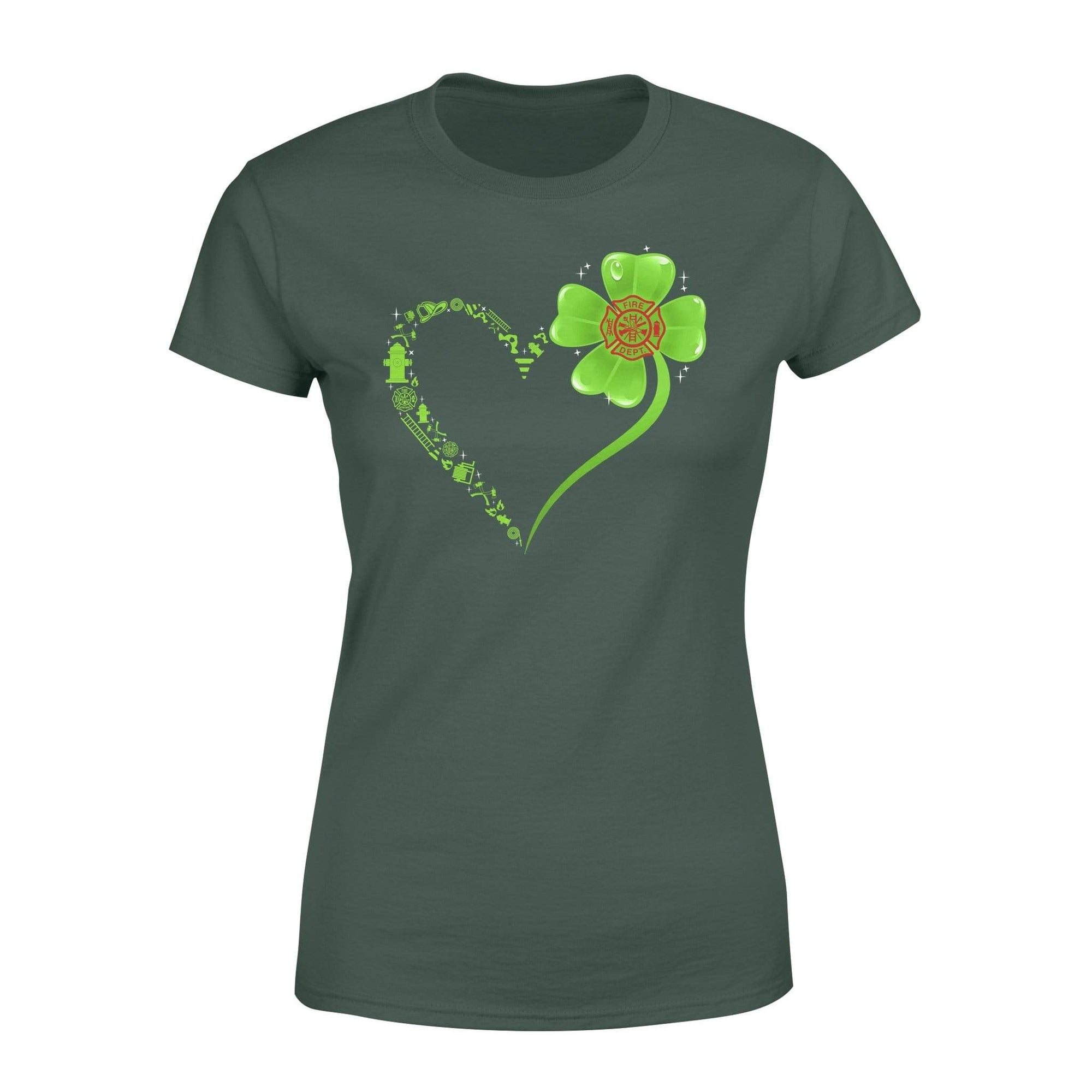 TRL - St Patrick Day Firefighter Things Shamrock Heart Shirt - Standard Women’s T-shirt