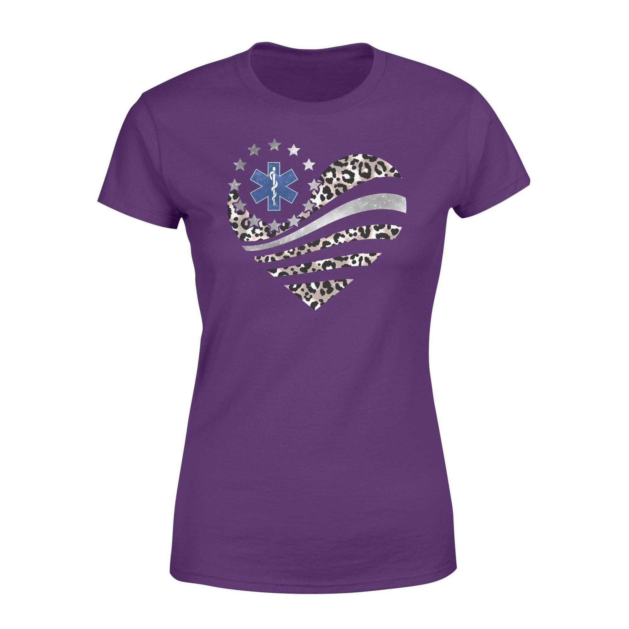 Apparel XS / Purple TWL-Leopard Patterned  Flag Heart Shirt - Standard Women's T-shirt - DSAPP