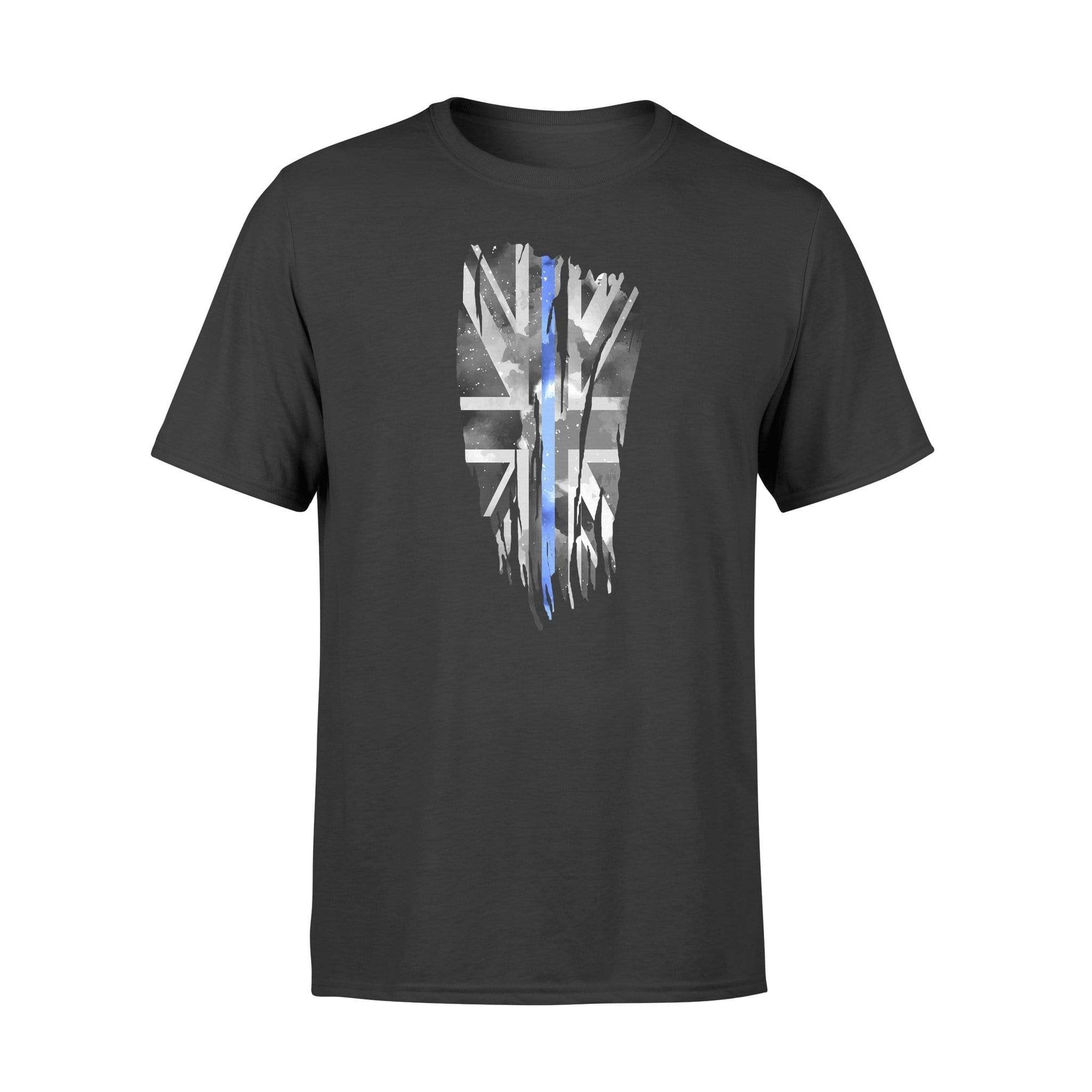 Apparel S / Black Vertical Galaxy Distressed UK Thin Blue Line Flag Shirt - Standard T-shirt