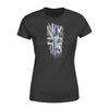 Apparel XS / Black Vertical Galaxy Distressed UK Thin Blue Line Flag Shirt - Standard Women's T-shirt
