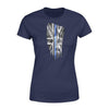 Apparel XS / Navy Vertical Galaxy Distressed UK Thin Blue Line Flag Shirt - Standard Women's T-shirt