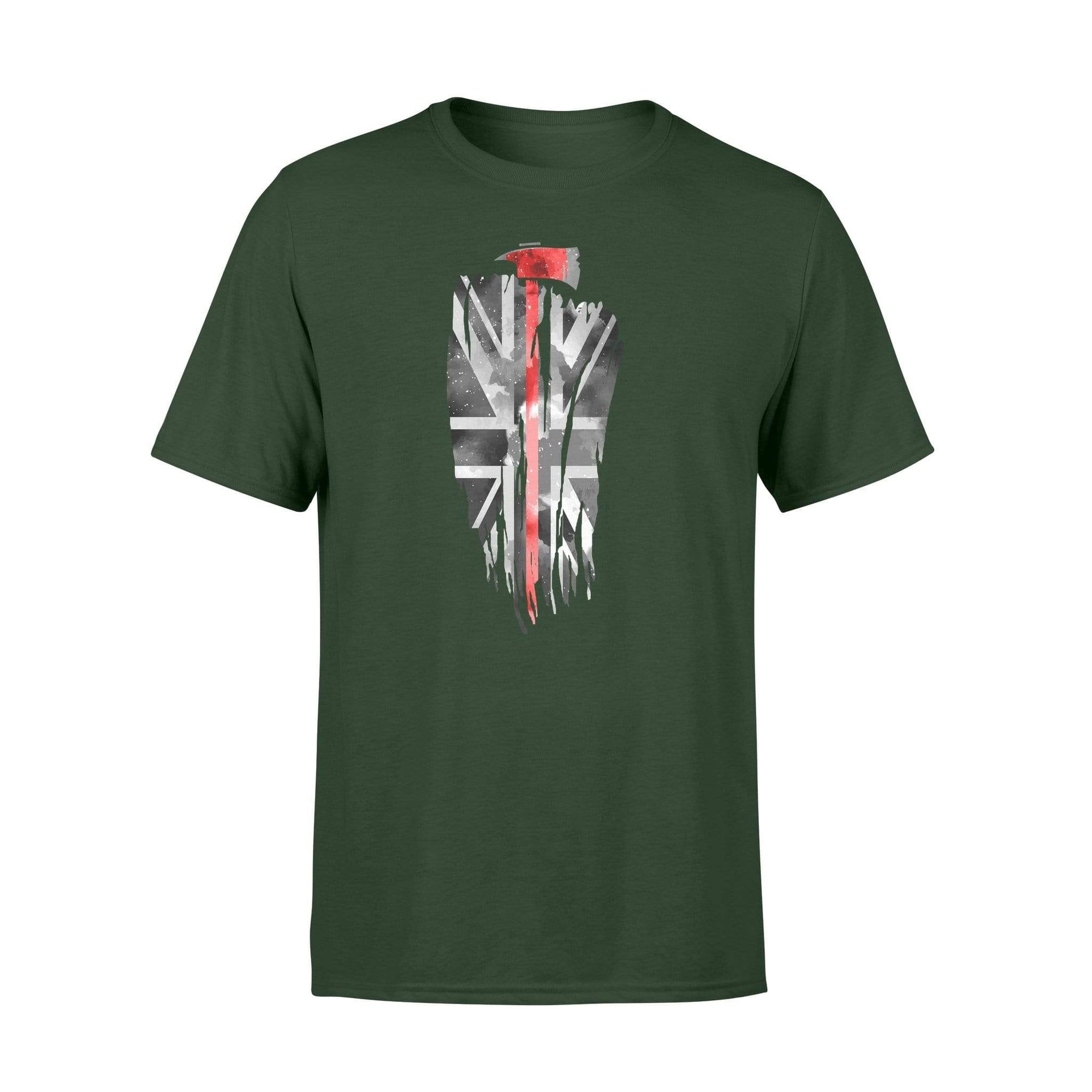 Apparel S / Forest Vertical UK Thin Red Line Distressed Flag - Firefighter Axe Shirt - Standard T-shirt