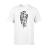 Apparel S / White Vertical UK Thin Red Line Distressed Flag - Firefighter Axe Shirt - Standard T-shirt