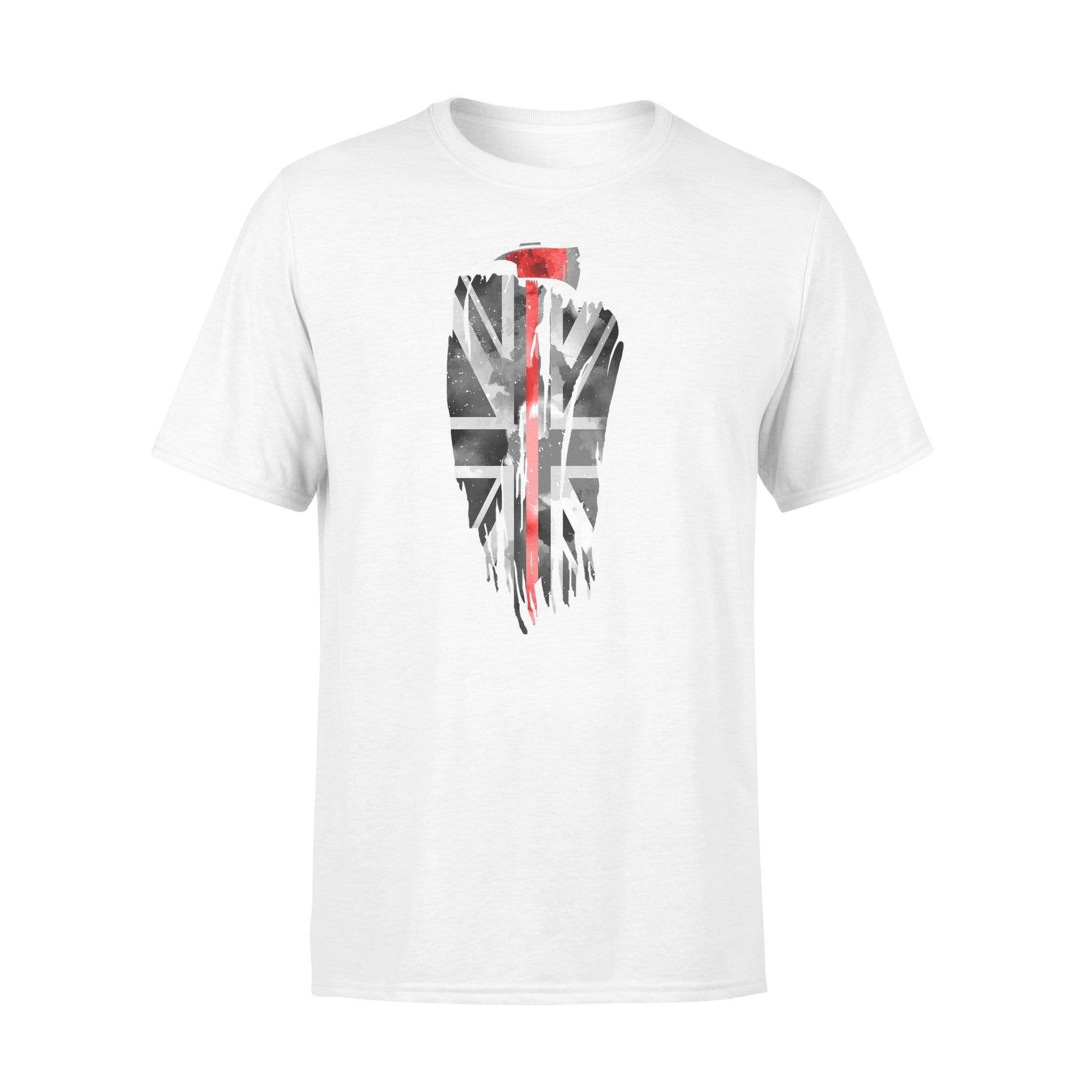 Apparel S / White Vertical UK Thin Red Line Distressed Flag - Firefighter Axe Shirt - Standard T-shirt