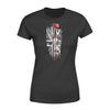 Apparel XS / Black Vertical UK Thin Red Line Distressed Flag - Firefighter Axe Shirt - Standard Women's T-shirt