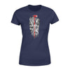Apparel XS / Navy Vertical UK Thin Red Line Distressed Flag - Firefighter Axe Shirt - Standard Women's T-shirt