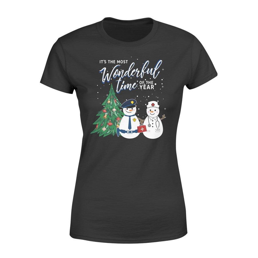 Apparel XS / Black Xmas - Police x Nurse Snowman Shirt - Standard Women's T-shirt - DSAPP