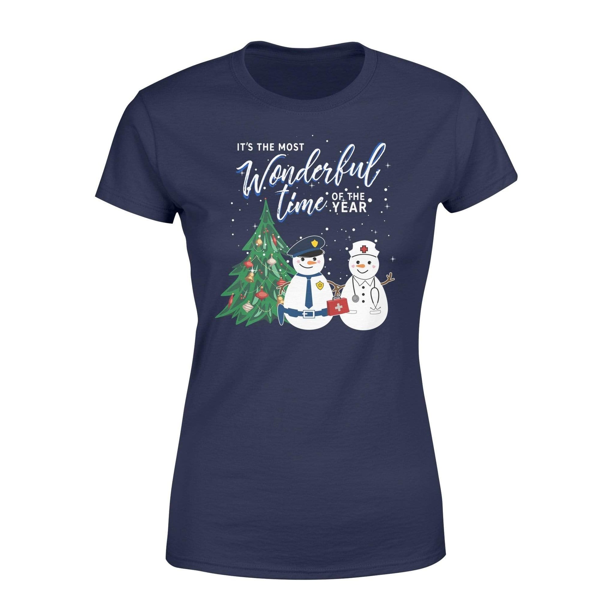 Apparel XS / Navy Xmas - Police x Nurse Snowman Shirt - Standard Women's T-shirt - DSAPP