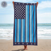 Beach Towel 37" x 74" Blue Stripe Police Badge Beach Towel