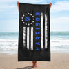 Circle Star Thin Blue Line Flag Personalized Beach Towel