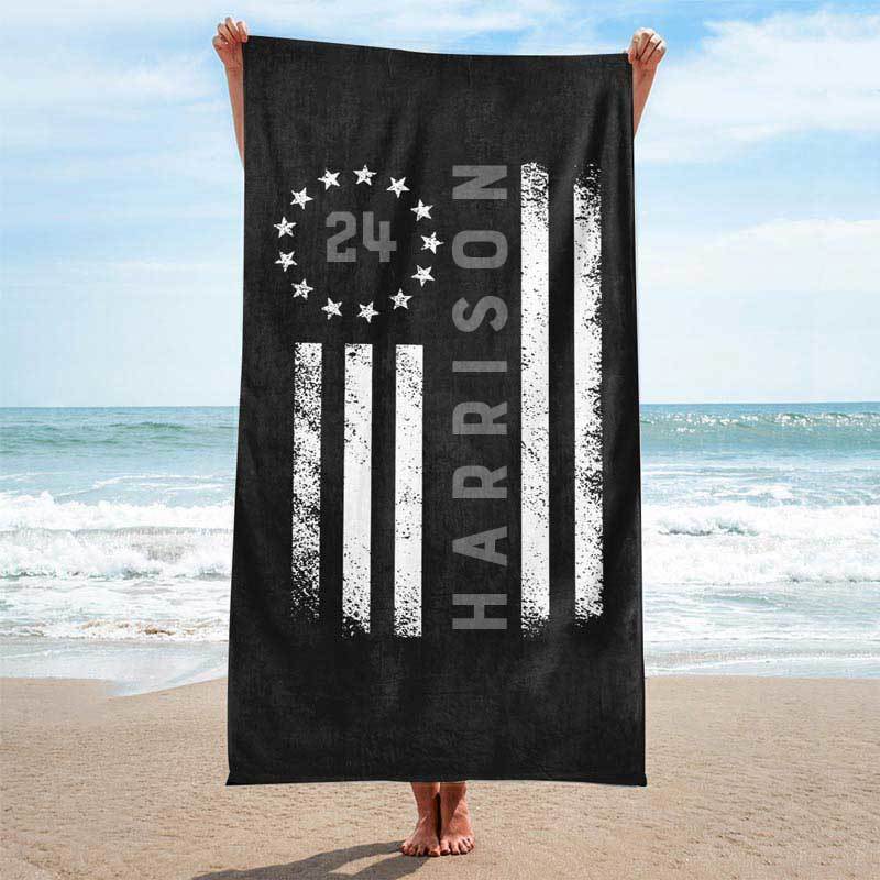 Corrections Officer Circle Star Flag Personalized Beach Towel