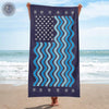 Beach Towel 37" x 74" Distressed Flag Wavy Stripe Beach Towel