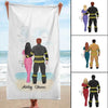 Firefighter And Nurse Love Personalized Beach Towel