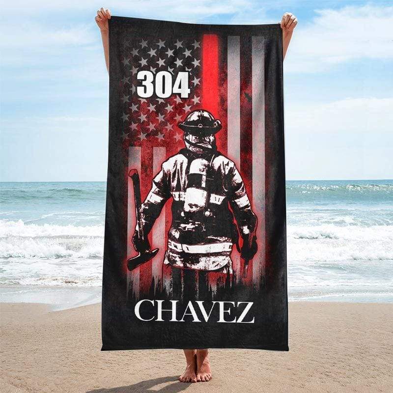 Firefighter Bunker Gear Personalized Beach Towel