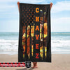 Beach Towel 37" x 74" Personalized Beach Towel - Firefighter Inside Flag