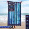 Beach Towel 37" x 74" Personalized Beach Towel - Galaxy Flag Stripe - Police