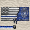Beach Towel 37" x 74" Personalized Beach Towel - Half Thin Blue Line Flag - Police Badge