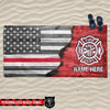 Beach Towel 37" x 74" Personalized Beach Towel - Half Thin Red Line - Firefighter Emblem