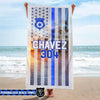 Beach Towel 37" x 74" Personalized Beach Towel - Scenery Name And Badge Number
