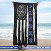 Beach Towel 37" x 74" Personalized Beach Towel - Thin Blue Line Police Name