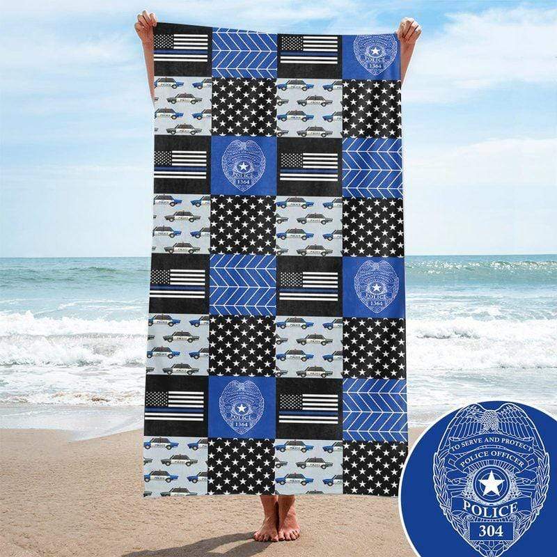 Police Car Personalized Beach Towel
