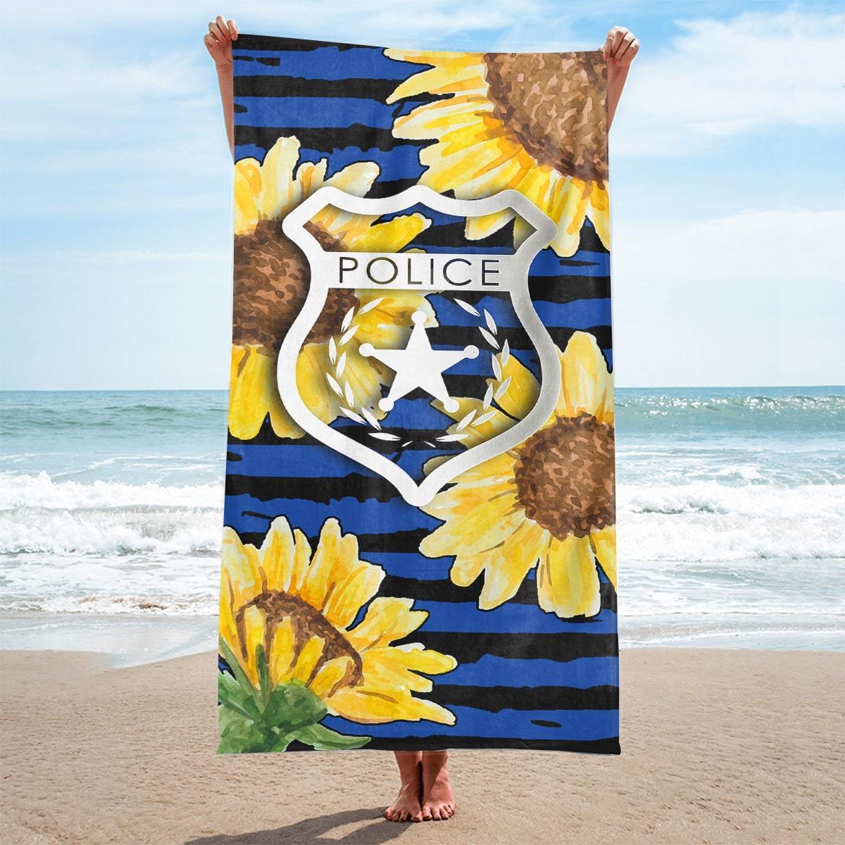 Beach Towel 37" x 74" Sunflower Blue Line Stripe - Beach Towel