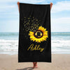 Sunflower Thin Gold Line Personalized Dispatcher Beach Towel