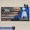Thin Blue Line - Half Flag Female Police Officer Suit Personalized Beach Towel