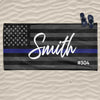 Thin Blue Line Flag Name And Badge Personalized Beach Towel