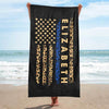 Thin Blue Line Leopard Flag Personalized Beach Towel