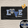 Thin Blue Line Love My Hero Pattern Heart Personalized Beach Towel