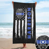 Thin Blue Line Police Name Personalized Beach Towel