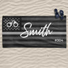 Thin Silver Line Name And Number Corrections Personalized Beach Towel