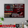 Canvas 24" x 16" - BEST SELLER Personalized Canvas - TRL - Half Flag Female Firefighter