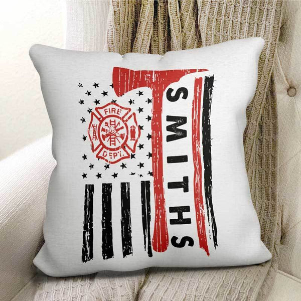 Firefighter Name Personalized Pillow (Insert Included) - My Hero Wears Blue