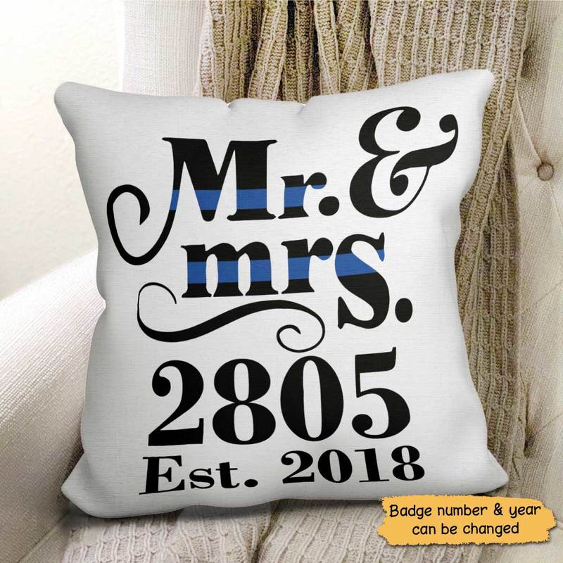 Mr And Mrs Police Personalized Pillow (Insert Included)