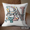 Registered Nurse Flower Pattern Name Personalized Pillow (Insert Included)