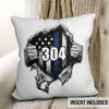 Tearing Thin Blue Line Flag Personalized Pillow (Insert Included)