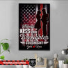 Canvas Prints 16" x 24" - BEST SELLER Always Kiss Goodnight - Firefighter - Red Line Couple Custom Thin Red Line Canvas Print