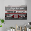 Always Kiss Your Firefighter Goodnight Thin Red Line Personalized Firefighter Canvas Print